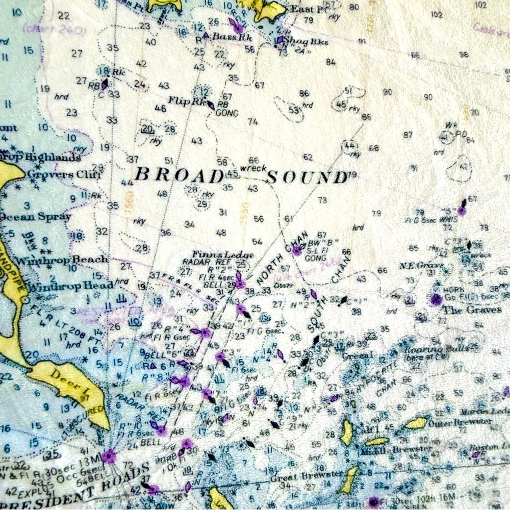 NEW w/o TAGS PLUSH Norwell, MA (Massachusetts Bay) Nautical Chart Blanket